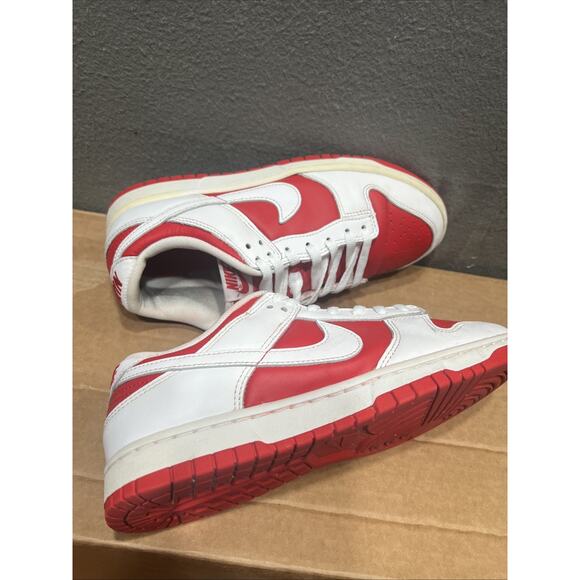 Nike Dunk Low Championship Red Sneaker Mens Size 8 White Red Leather DD1391-600 main image 8